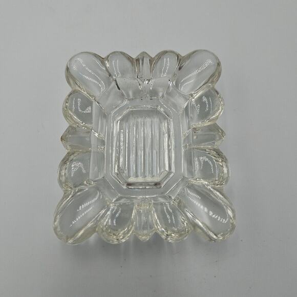Vintage Small Crystal Ashtrays Clear Cut Glass Mid Century 3" x 2 1/2” - Picture 1 of 3
